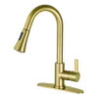 Thumbnail for Gourmetier LS8723CTL Continental Single-Handle Pull-Down Kitchen Faucet, Brushed Brass - BNGBath