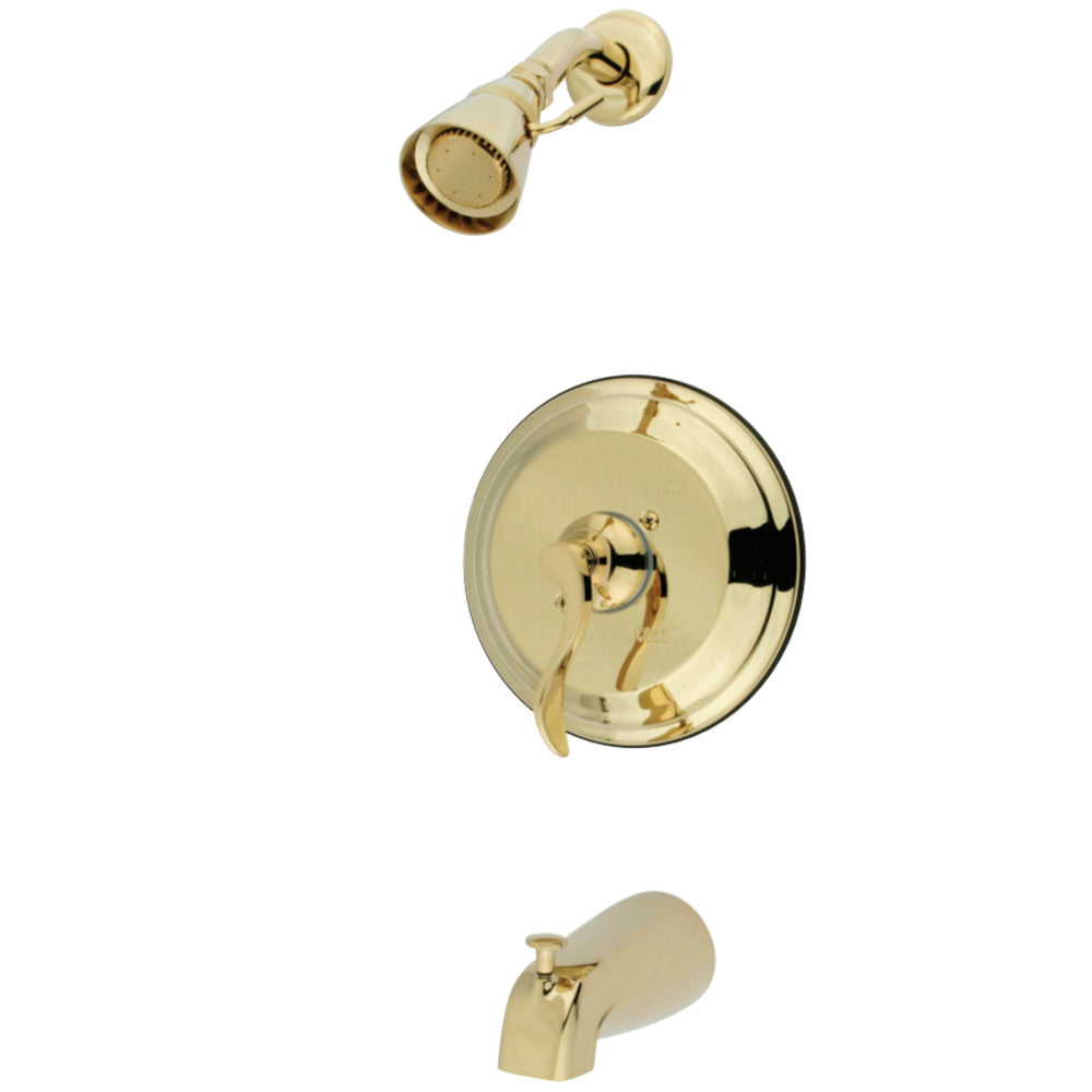 Kingston Brass KB2632DFL NuFrench Tub & Shower Faucet, Polished Brass - BNGBath