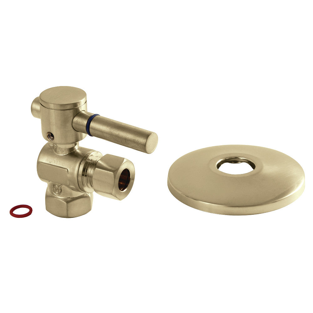 Kingston Brass CC33107DLK 3/8" IPS X 3/8" OD Comp Quarter-Turn Angle Stop Valve with Flange, Brushed Brass - BNGBath