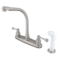 Thumbnail for Kingston Brass KB718BL 8-Inch Centerset Kitchen Faucet, Brushed Nickel - BNGBath
