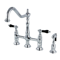 Thumbnail for Kingston Brass KS1271PKLBS Duchess Bridge Kitchen Faucet with Brass Sprayer, Polished Chrome - BNGBath