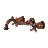 Thumbnail for Kingston Brass KS312AXAC Vintage 2-Handle Wall Mount Bathroom Faucet, Antique Copper - BNGBath