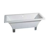 Thumbnail for Aqua Eden VTSQ713218A8 71-Inch Acrylic Double Ended Clawfoot Tub (No Faucet Drillings), White/Brushed Nickel - BNGBath