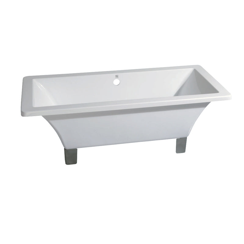 Aqua Eden VTSQ713218A8 71-Inch Acrylic Double Ended Clawfoot Tub (No Faucet Drillings), White/Brushed Nickel - BNGBath