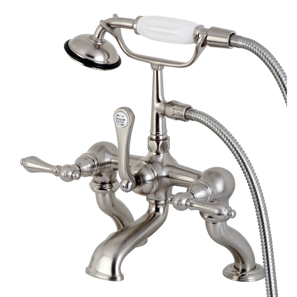 Kingston Brass CC409T8 Vintage 7-Inch Deck Mount Tub Faucet with Hand Shower, Brushed Nickel - BNGBath
