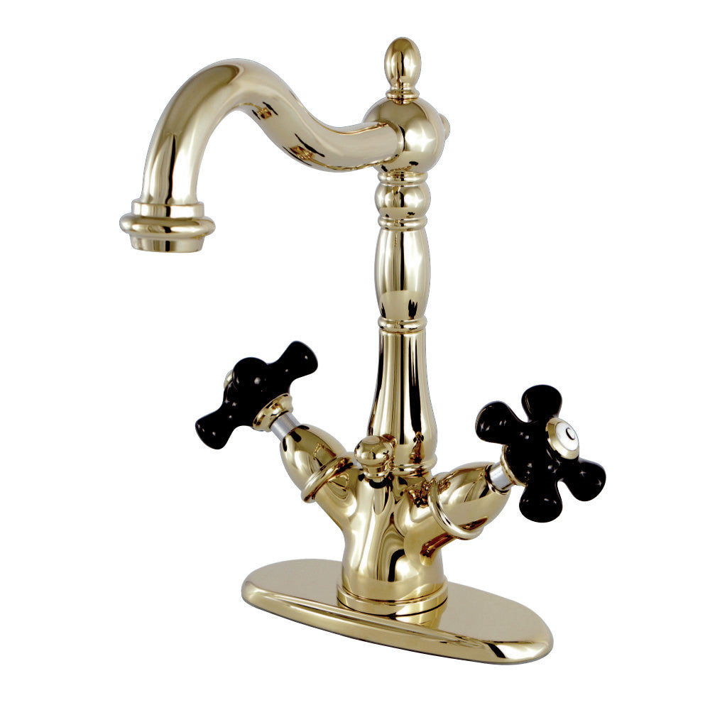 Kingston Brass KS1432PKX Duchess Two-Handle Bathroom Faucet with Brass Pop-Up and Cover Plate, Polished Brass - BNGBath