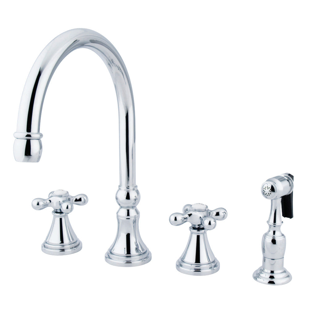Kingston Brass KS2791AXBS Widespread Kitchen Faucet, Polished Chrome - BNGBath