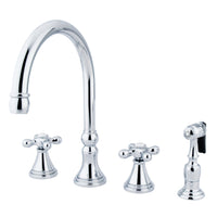Thumbnail for Kingston Brass KS2791AXBS Widespread Kitchen Faucet, Polished Chrome - BNGBath