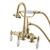 Thumbnail for Kingston Brass CC17T2 Vintage 3-3/8-Inch Deck Mount Tub Faucet, Polished Brass - BNGBath