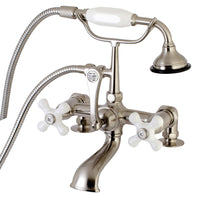 Thumbnail for Aqua Vintage AE211T8 Vintage 7-Inch Tub Faucet with Hand Shower, Brushed Nickel - BNGBath