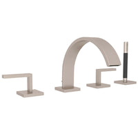 Thumbnail for ROHL Wave 4-Hole Deck Mount Tub Filler with Lever Handles and Handshower - BNGBath