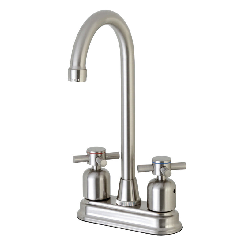 Kingston Brass Concord FB498DX 4" Centerset High-Arch Spout Bar Faucet, Brushed Nickel - BNGBath