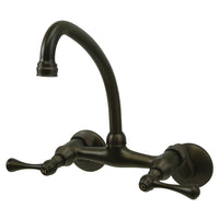 Thumbnail for Kingston Brass KS314ORB Kingston Two Handle Wall Mount Kitchen Faucet, Oil Rubbed Bronze - BNGBath