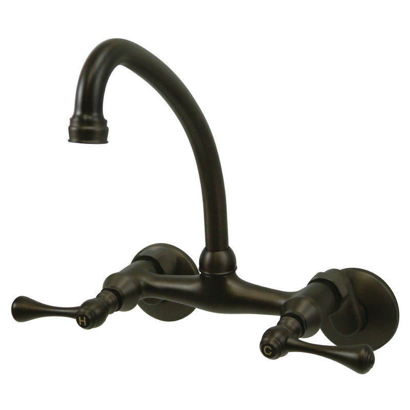 Kingston Brass KS314ORB Kingston Two Handle Wall Mount Kitchen Faucet, Oil Rubbed Bronze - BNGBath