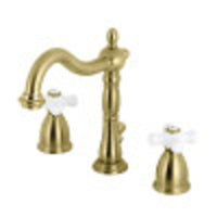 Thumbnail for Kingston Brass KB1977PX Heritage Widespread Bathroom Faucet with Brass Pop-Up, Brushed Brass - BNGBath