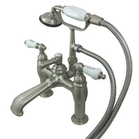 Thumbnail for Kingston Brass CC607T8 Vintage 7-Inch Deck Mount Tub Faucet with Hand Shower, Brushed Nickel - BNGBath