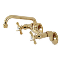 Thumbnail for Kingston Brass KS113PB Essex Two Handle Wall Mount Kitchen Faucet, Polished Brass - BNGBath