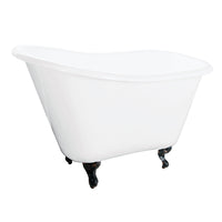 Thumbnail for Aqua Eden VCTND5130NT5 51-Inch Cast Iron Slipper Clawfoot Tub without Faucet Drillings, White/Oil Rubbed Bronze - BNGBath