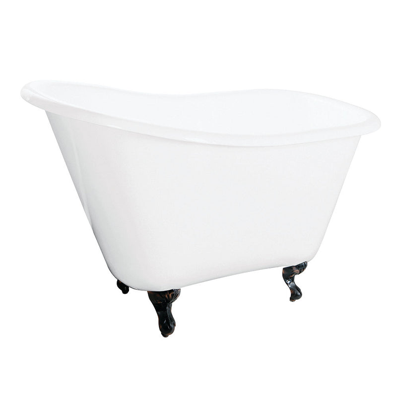 Aqua Eden VCTND5130NT5 51-Inch Cast Iron Slipper Clawfoot Tub without Faucet Drillings, White/Oil Rubbed Bronze - BNGBath