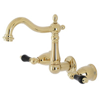 Thumbnail for Kingston Brass KS1252PKL Duchess Two-Handle Wall Mount Bathroom Faucet, Polished Brass - BNGBath