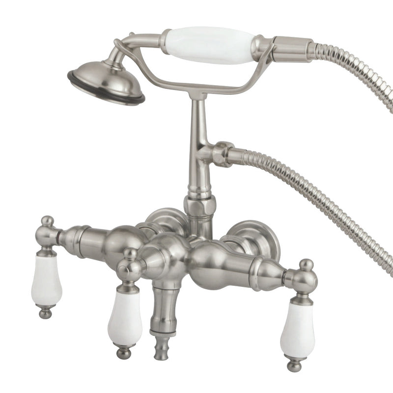 Kingston Brass CC23T8 Vintage 3-3/8-Inch Wall Mount Tub Faucet with Hand Shower, Brushed Nickel - BNGBath