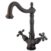 Thumbnail for Kingston Brass KS1435AX Heritage Two-Handle Bathroom Faucet with Brass Pop-Up and Cover Plate, Oil Rubbed Bronze - BNGBath