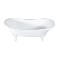 Thumbnail for Aqua Eden VCT7DS7231NLW 72-Inch Cast Iron Double Slipper Clawfoot Tub with 7-Inch Faucet Drillings, White - BNGBath