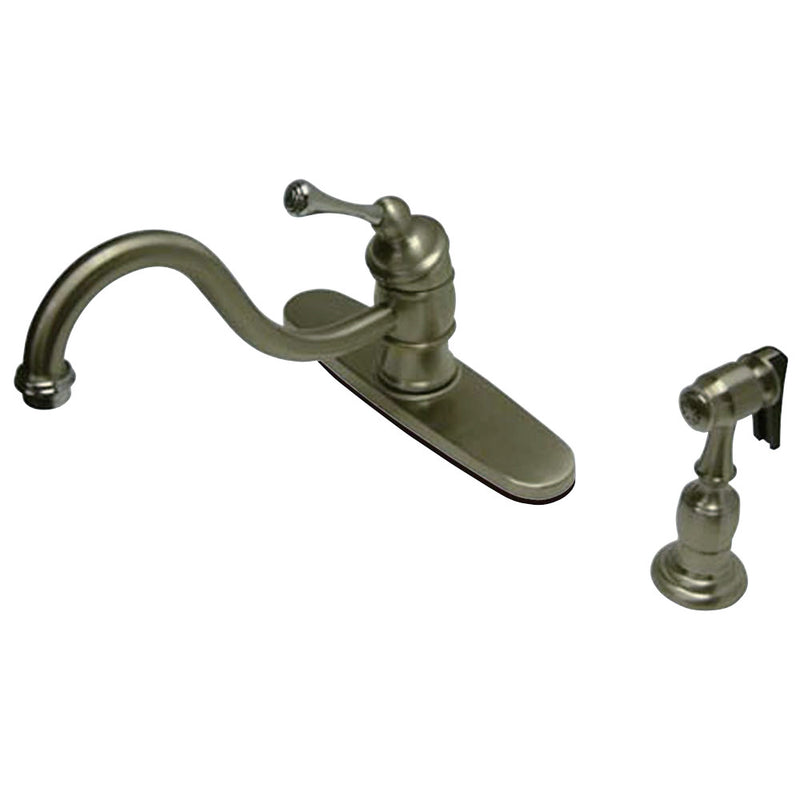 Kingston Brass KB3577BLBS Vintage 8" Kitchen Faucet With Brass Sprayer, Brushed Nickel/Polished Chrome - BNGBath