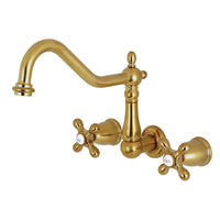Thumbnail for Kingston Brass KS1027AX Heritage Wall Mount Tub Faucet, Brushed Brass - BNGBath