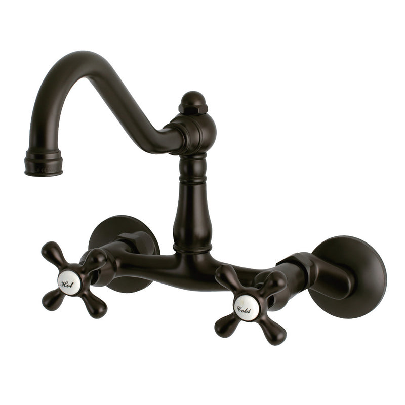 Kingston Brass KS3225AX Vintage 6" Adjustable Center Wall Mount Kitchen Faucet, Oil Rubbed Bronze - BNGBath