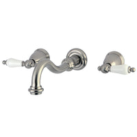 Thumbnail for Kingston Brass KS3128PL Vintage 2-Handle Wall Mount Bathroom Faucet, Brushed Nickel - BNGBath