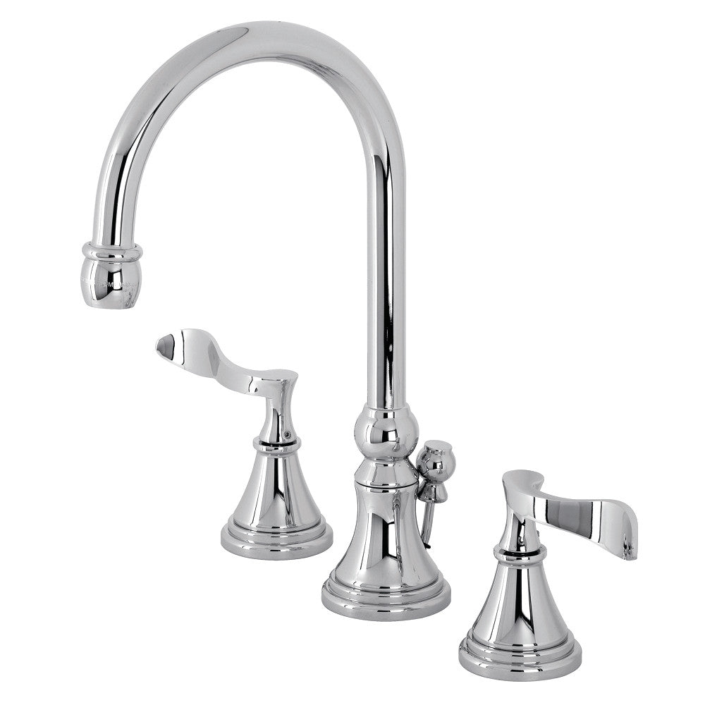 Kingston Brass KS2981CFL Century Widespread Bathroom Faucet with Brass Pop-Up, Polished Chrome - BNGBath
