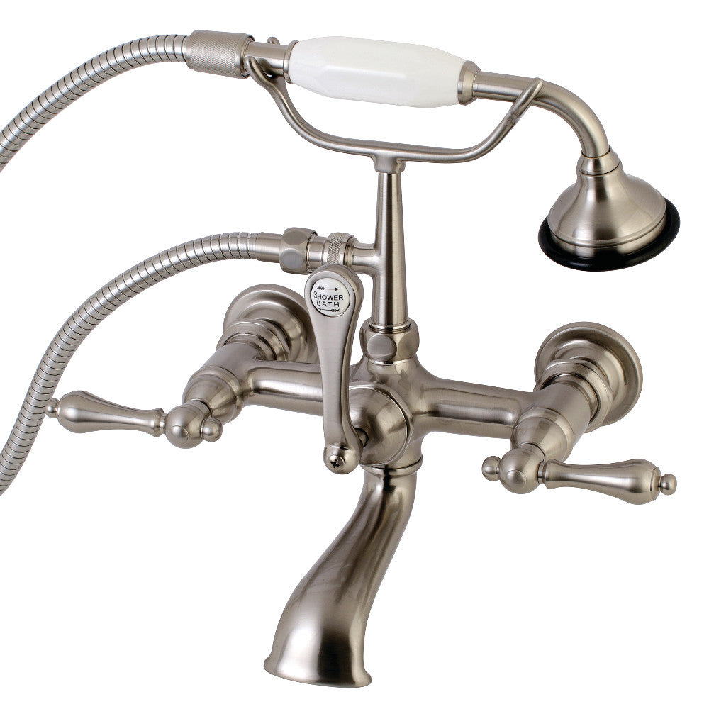 Kingston Brass AE551T8 Aqua Vintage 7-Inch Wall Mount Tub Faucet with Hand Shower, Brushed Nickel - BNGBath