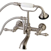 Thumbnail for Kingston Brass AE551T8 Aqua Vintage 7-Inch Wall Mount Tub Faucet with Hand Shower, Brushed Nickel - BNGBath