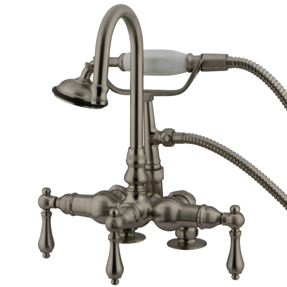 Kingston Brass CC13T8 Vintage 3-3/8-Inch Deck Mount Tub Faucet with Hand Shower, Brushed Nickel - BNGBath