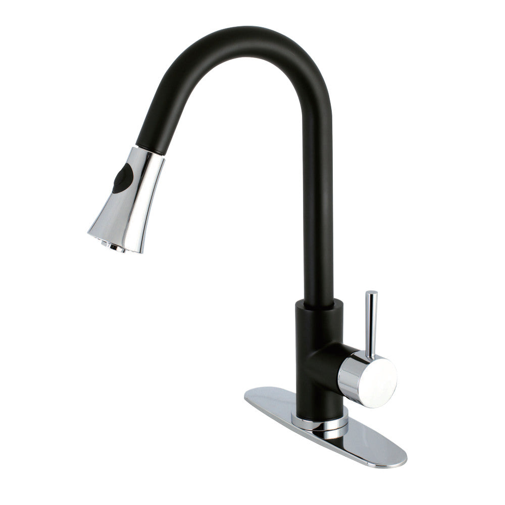 Gourmetier LS8727DL Concord Single-Handle Pull-Down Kitchen Faucet, Matte Black/Chrome - BNGBath