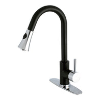 Thumbnail for Gourmetier LS8727DL Concord Single-Handle Pull-Down Kitchen Faucet, Matte Black/Chrome - BNGBath