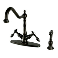 Thumbnail for Kingston Brass KS1235TALBS Mono Deck Mount Kitchen Faucet with Brass Sprayer, Oil Rubbed Bronze - BNGBath