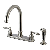 Thumbnail for Kingston Brass FB7798ALSP Victorian 8-Inch Centerset Kitchen Faucet with Sprayer, Brushed Nickel - BNGBath