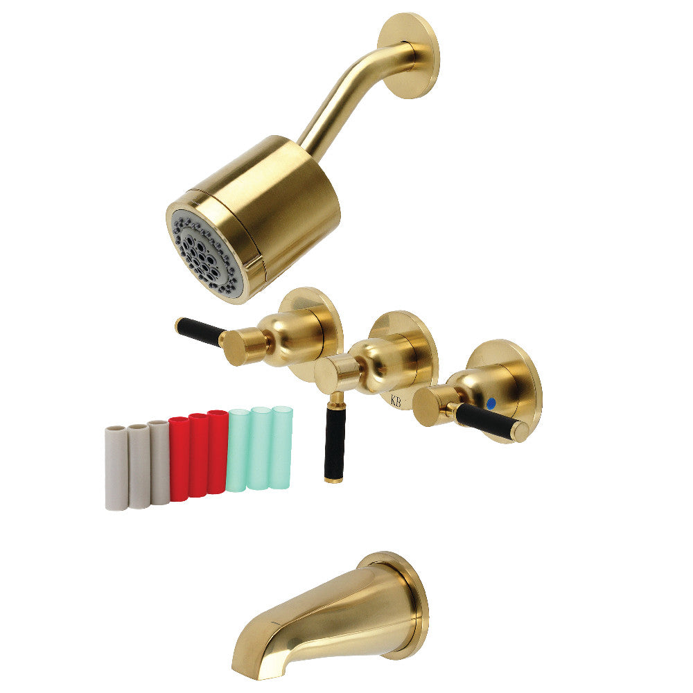 Kingston Brass KBX8137DKL Kaiser Three-Handle Tub and Shower Faucet, Brushed Brass - BNGBath