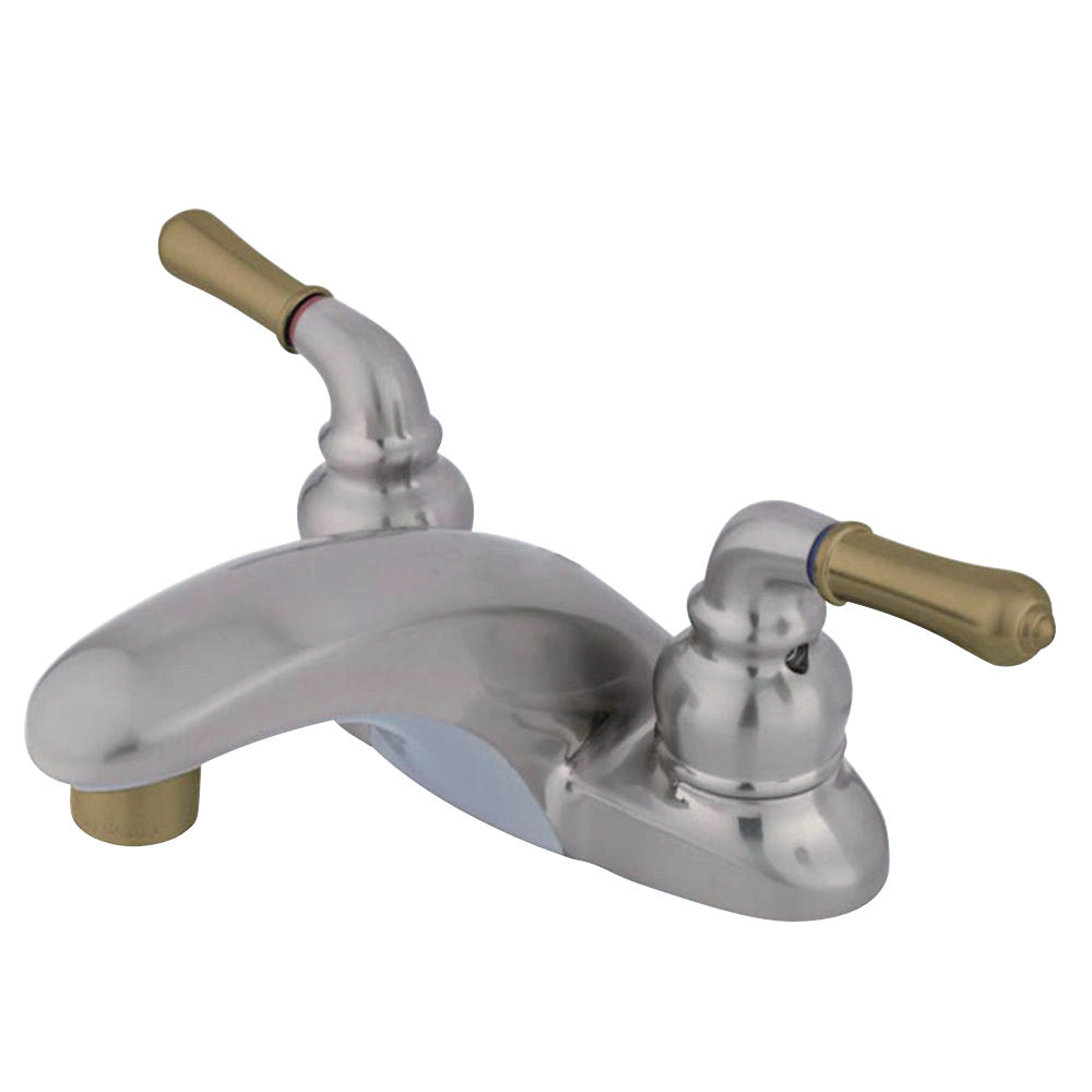 Kingston Brass KB629LP 4 in. Centerset Bathroom Faucet, Brushed Nickel/Polished Brass - BNGBath