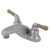 Thumbnail for Kingston Brass KB629LP 4 in. Centerset Bathroom Faucet, Brushed Nickel/Polished Brass - BNGBath