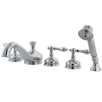 Thumbnail for Kingston Brass KS33315AL Restoration Roman Tub Faucet with Hand Shower, Polished Chrome - BNGBath