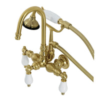 Thumbnail for Kingston Brass AE11T7 Aqua Vintage Wall Mount Clawfoot Tub Faucet, Brushed Brass - BNGBath