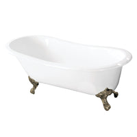 Thumbnail for Aqua Eden VCT7D5731B8 57-Inch Cast Iron Slipper Clawfoot Tub with 7-Inch Faucet Drillings, White/Brushed Nickel - BNGBath
