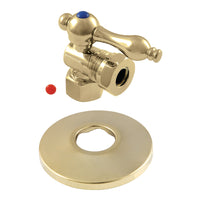 Thumbnail for Kingston Brass CC44102K 1/2-Inch FIP X 1/2-Inch or 7/16-Inch O.D. Slip Joint Quarter-Turn Angle Stop Valve with Flange, Polished Brass - BNGBath