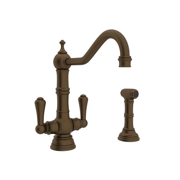 Perrin & Rowe Edwardian Single Hole Kitchen Faucet with Lever Handles and Sidespray - BNGBath