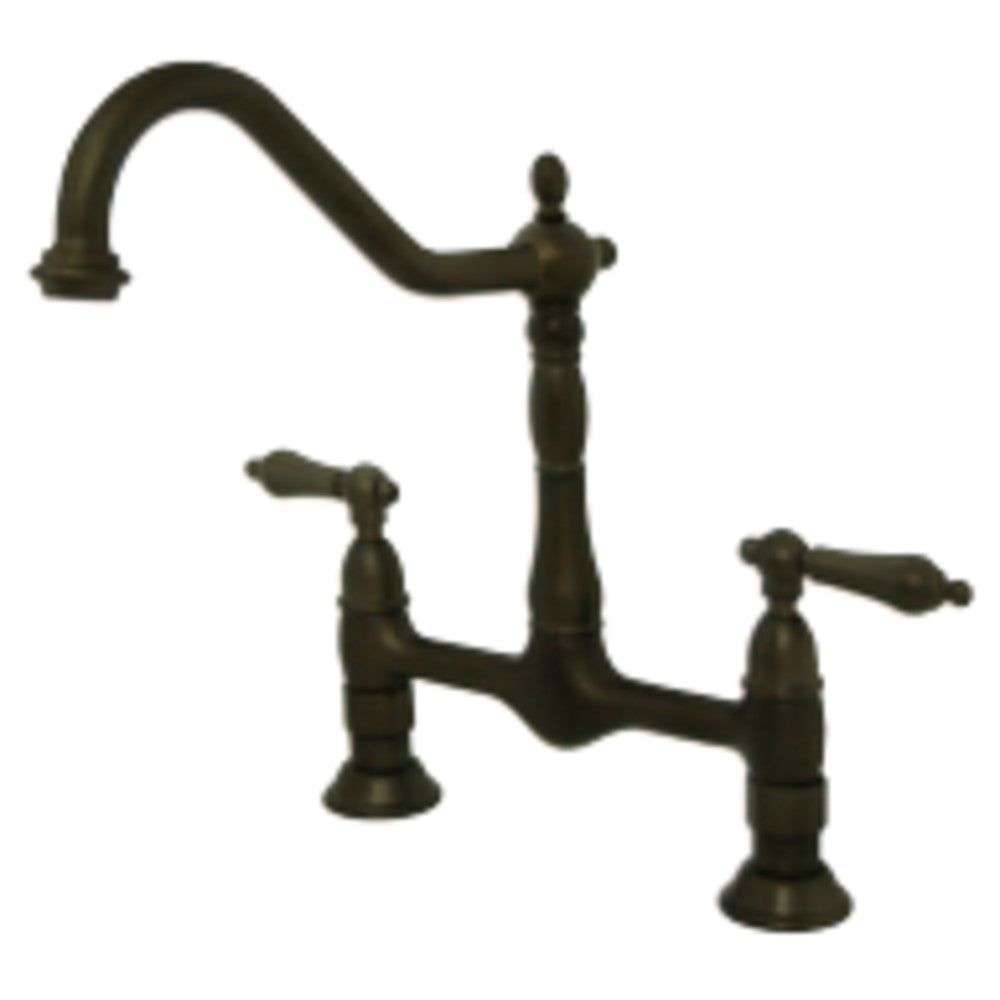 Kingston Brass KS1175AL Heritage Bridge Kitchen Faucet, Oil Rubbed Bronze - BNGBath