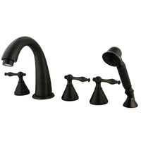 Thumbnail for Kingston Brass KS23655NL Roman Tub Faucet with Hand Shower, Oil Rubbed Bronze - BNGBath