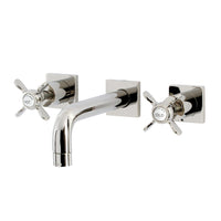 Thumbnail for Kingston Brass KS6126BEX Essex Two-Handle Wall Mount Bathroom Faucet, Polished Nickel - BNGBath